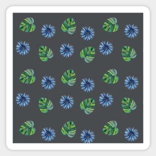 Tropical Monstera and Flower Pattern in Gray Sticker